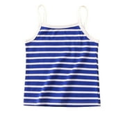 Hduncf Toddler Girls Undershirts Stripe Sleeveless Tank Tops/Tagless Super Soft Comfort Breathable Combed Cotton Crop Top for Girl Blue 5Y